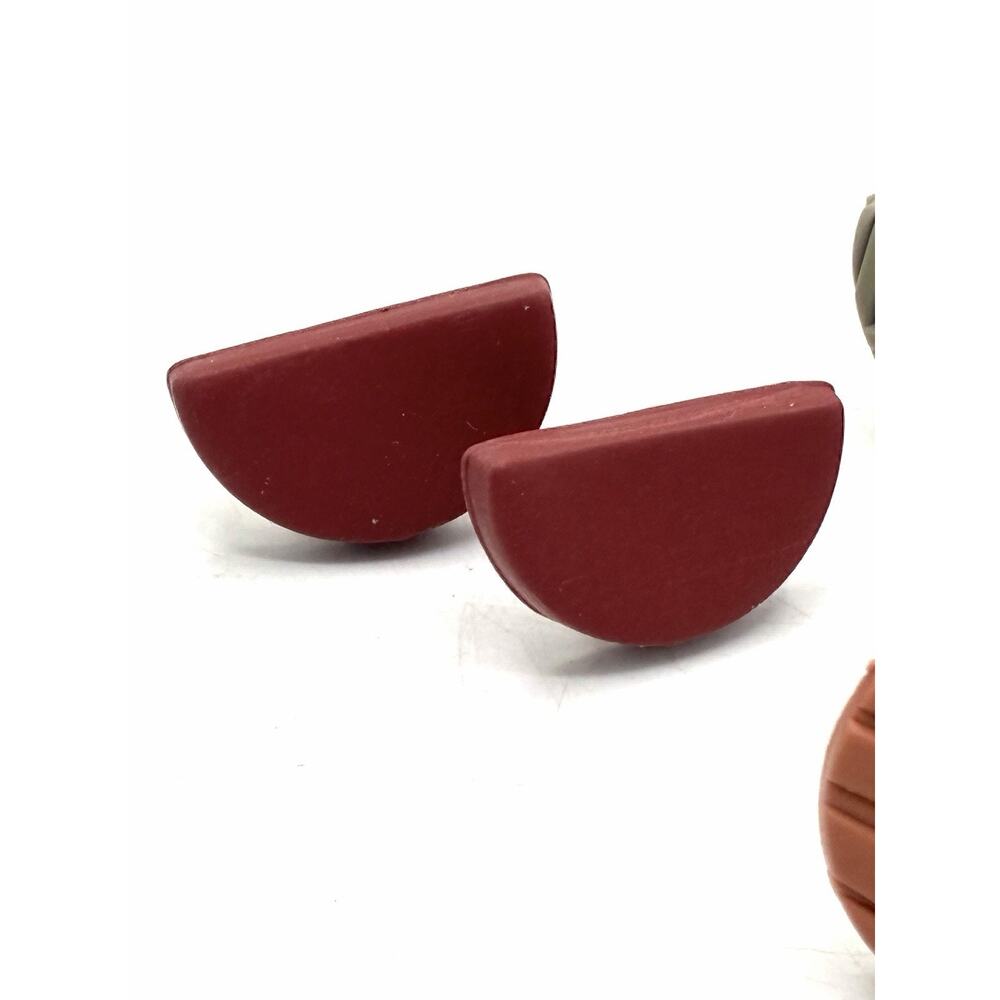 Set of 3 Pairs Handmade Polymer Clay Stud Earrings, Textured Half Moon Design - Picture 4 of 6
